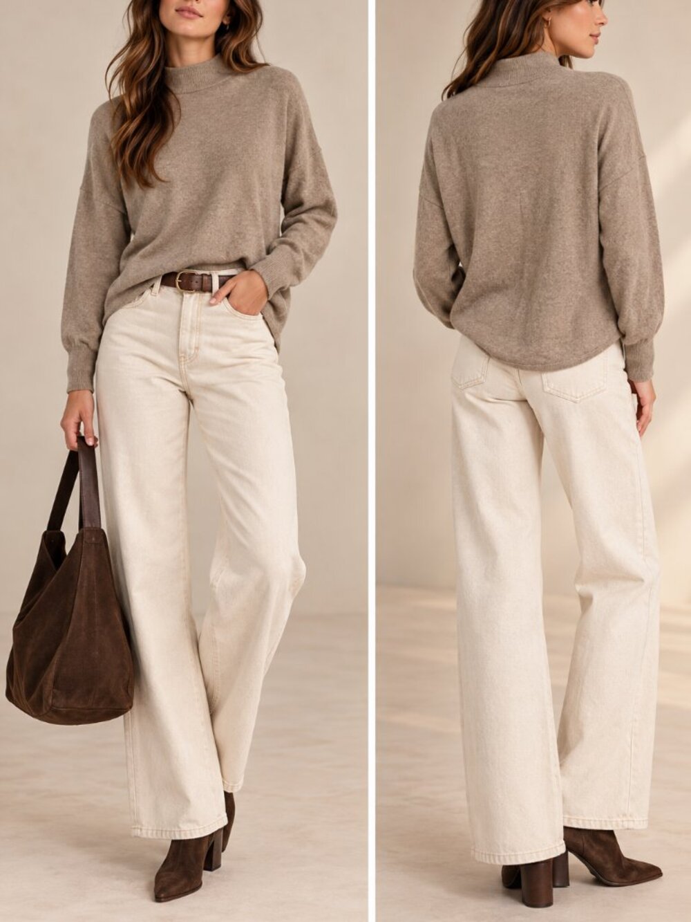 Madewell Ashbury Mockneck Sweater Heather Hazelwood Tan Size S
